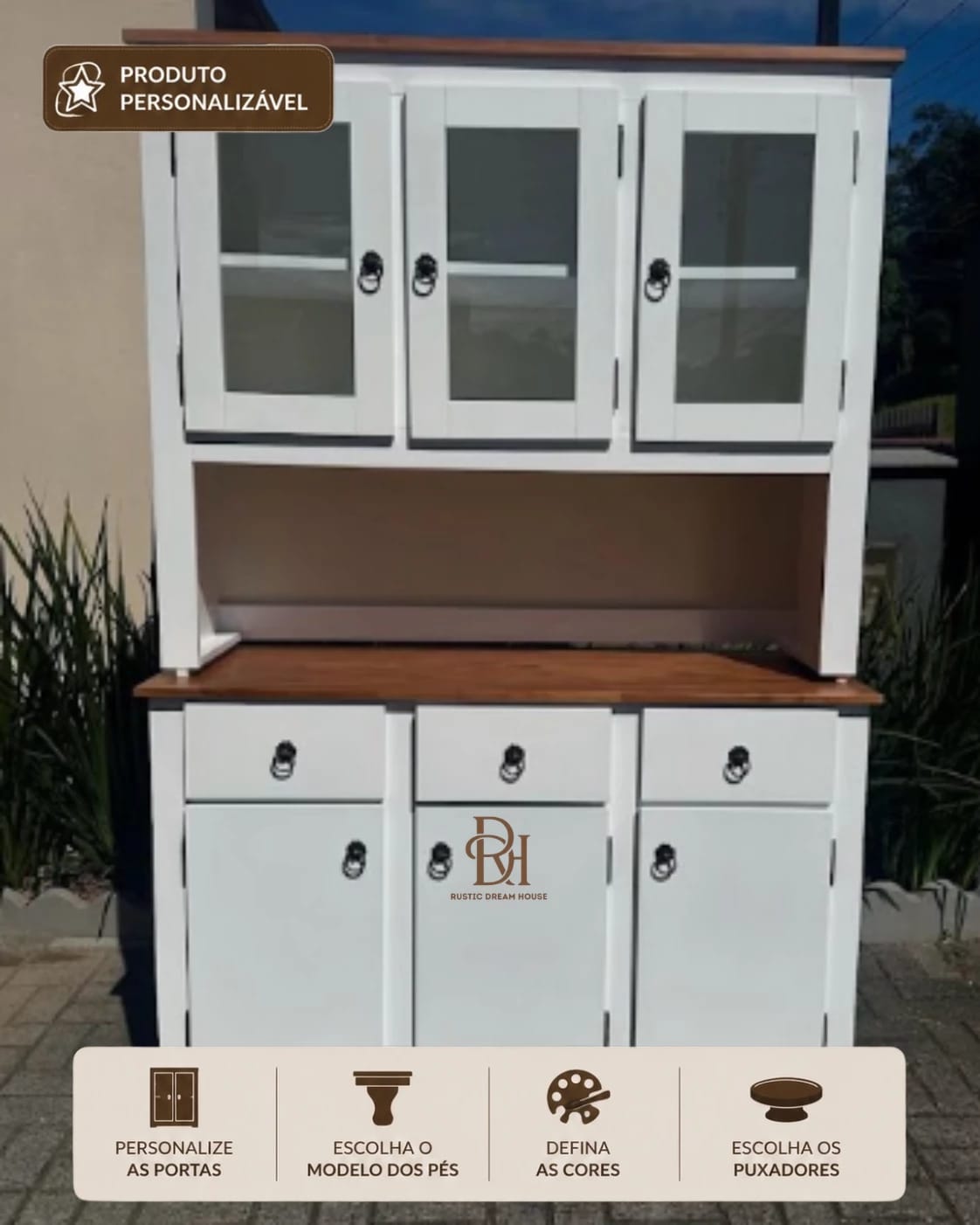 Oratória 1.20 cm com 6 Portas e 3 Gavetas Personalizável em MDF Laqueado 1