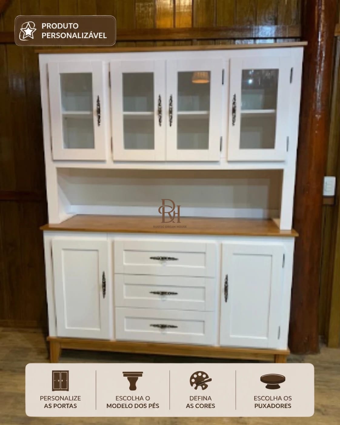 Oratória 1.60 cm com 6 Portas e 3 Gavetas Personalizável em MDF Laqueado 1